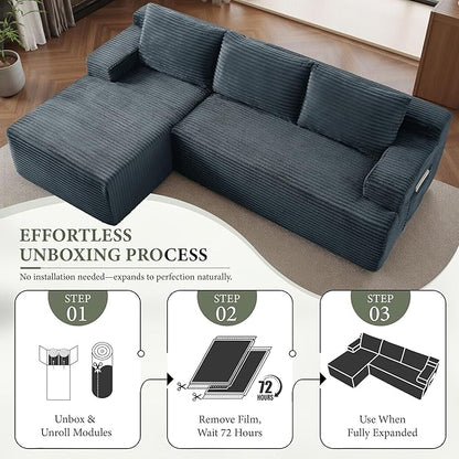 96''Sectional Couches for Living Room,Modern Modular Sectional Sofa,Upholstered Boneless Couch with Pockets,Comfy Cloud Couch with L Shaped Chaise(Dark Grey, 96''W Left Facing Chaise)