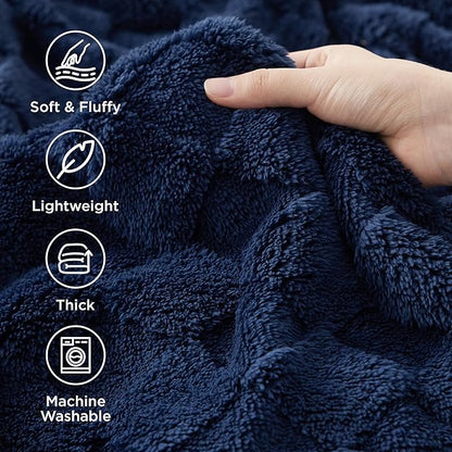 Bedsure GentleSoft Navy Blue Throw Blanket for Couch - Checkered Fleece Blankets Gifts for Women Men Girls, Cute Soft Cozy Throw for Bedroom Home Decor Gifts, 50x60 Inches