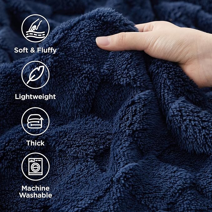 Bedsure GentleSoft Navy Blue Throw Blanket for Couch - Super Soft Cozy Blankets Gifts for Women Men Girls, Cute Small Fleece Throws for Bedroom Home Decor, 50x70 Inches