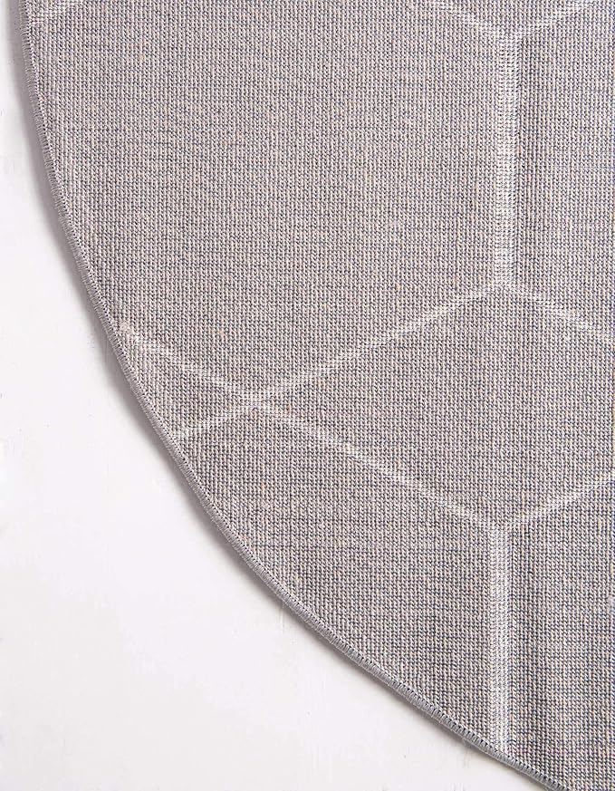 Unique Loom Trellis Frieze Collection Area Rug - Geometric (7' Round, Light Gray/ Ivory)