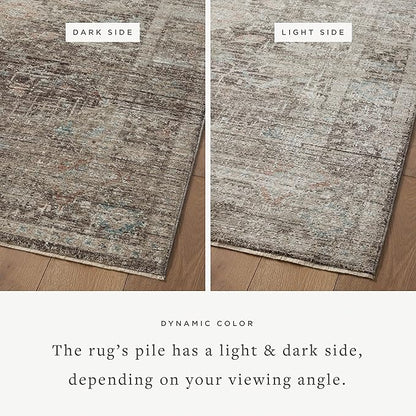 Loloi Magnolia Home by Joanna Gaines Millie Collection MIE-03 Charcoal/Dove 2'-3" x 3'-10", .25" Pile Height, Accent Rug