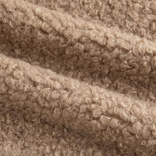 Pack of 2 Curly Teddy Wool Faux Fur Throw Pillow Covers Fuzzy Accent Soft Sherpa Pillowcases Sheepskin Fleece Decorative Cushion Case for Sofa Couch Living Room 20x20 Inch Khaki