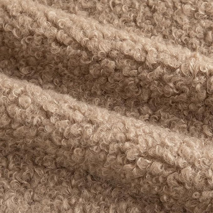 Pack of 2 Curly Teddy Wool Faux Fur Throw Pillow Covers Fuzzy Accent Soft Sherpa Pillowcases Sheepskin Fleece Decorative Cushion Case for Sofa Couch Living Room 24x24 Inch Khaki