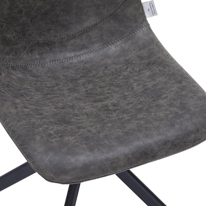 LeisureMod Markley Swivel Leather Dining Side Chair with Durable Iron Legs – Comfortable Accent Chair for Kitchen, Dining Room, or Office Set of 4