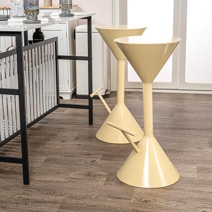 JONATHAN Y BSL1003B Chronos 29.75" Modern Industrial Iron Hourglass Backless Bar Stool with Foot Rest for Home, Kitchen, Dining Room, Workspaces, Cafes and Resturants, Almond