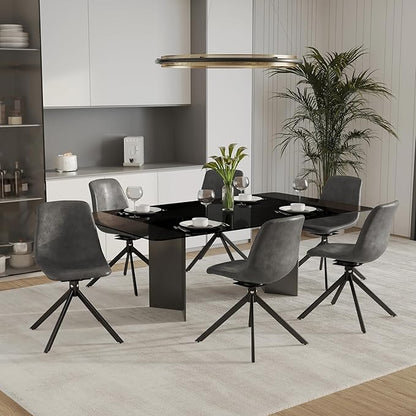 LeisureMod Markley Swivel Leather Dining Side Chair with Durable Iron Legs – Comfortable Accent Chair for Kitchen, Dining Room, or Office Set of 4