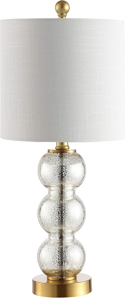 JONATHAN Y JYL1021C February 21" Glass/Metal LED Table Lamp Contemporary Bedside Desk Nightstand Lamp for Bedroom Living Room Office College Bookcase LED Bulb Included, Mercury Glass/Brass Gold