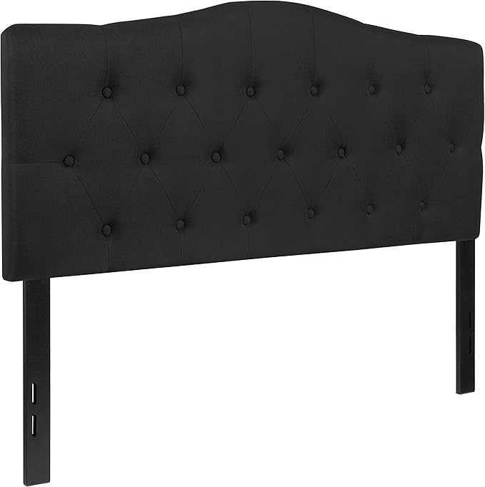 EMMA + OLIVER Tufted Upholstered Full Size Headboard in Black Fabric