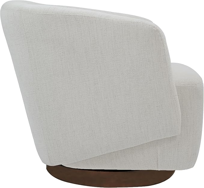 MINCETA Accent Chair,Modern Swivel Chairs for Living Room and Bedroom Reading with Wood Base,Performance Fabric in Ivory