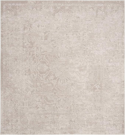 SAFAVIEH Area Rug 5' Square - Reflection Collection - Cream & Ivory, Non-Shedding & Easy Cleaning, Ideal for Living Room, Bedroom (RFT665D)