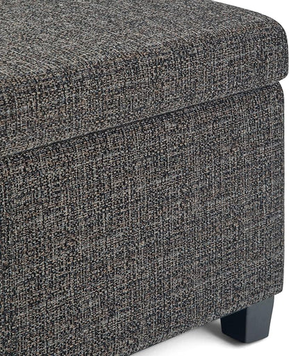 SIMPLIHOME Avalon 48 inch Wide Contemporary Rectangle Storage Ottoman Bench in Dark Grey Tweed Look Fabric, Assembled, For the Living Room, Entryway and Family Room