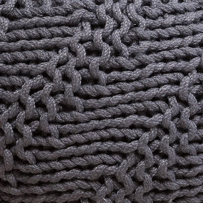 Christopher Knight Home Hazel Indoor / Outdoor Fabric Weave Pouf, Dark Grey Small