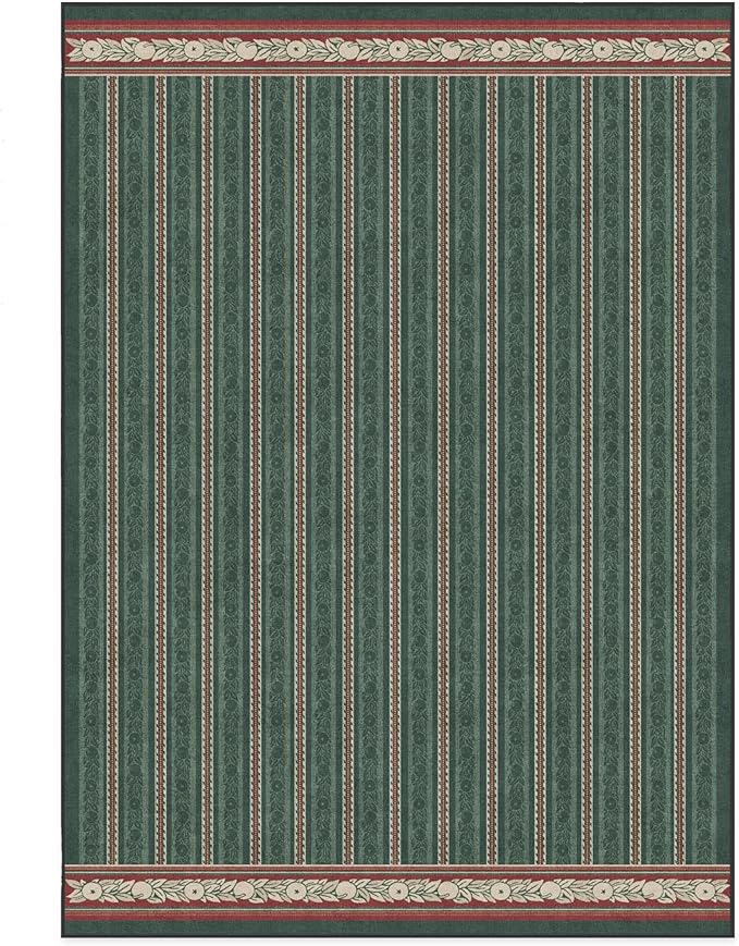 RUGGABLE x Morris & Co Machine Washable Christmas Area Rug– Fruit Stripe Spruce Green 5x7, Stain-Resistant, Non-Slip–Medium Rugs for Living Room, Bedroom, Hallway, Entryway & Office–with Standard Pad