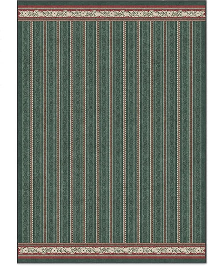 RUGGABLE x Morris & Co Machine Washable Christmas Area Rug– Fruit Stripe Spruce Green 5x7, Stain-Resistant, Non-Slip–Medium Rugs for Living Room, Bedroom, Hallway, Entryway & Office–with Standard Pad