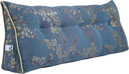 WOWMAX Wedge Pillow Headboard Dorm Headboard Twin XL Bed Bolster Pillow for Bed with Removable Cover Lake Blue
