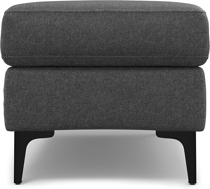 SIMPLIHOME Ava Ottoman in 100% Recycled Polyester Tightly Woven Performance Fabric, Pebble Grey, 36-inches Wide, Mid-Century Modern Multipurpose Table Ottoman or Footrest, Assembled, for Living Room