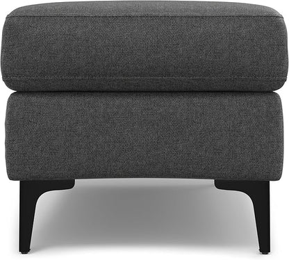 SIMPLIHOME Ava Ottoman in 100% Recycled Polyester Tightly Woven Performance Fabric, Pebble Grey, 36-inches Wide, Mid-Century Modern Multipurpose Table Ottoman or Footrest, Assembled, for Living Room
