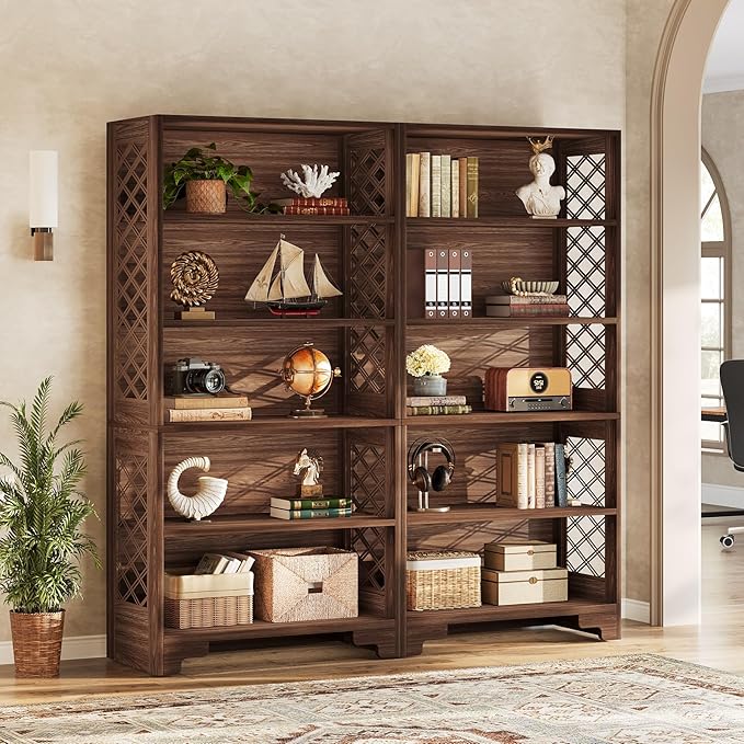 Tribesigns 71" Tall Bookshelf, 6-Tier Large Mid-Century Bookcase, Freestanding Library Open Bookshelves with 5 Storage Shelves, Wooden Display Shelving Unit for Living Room, Home Office(1PC)