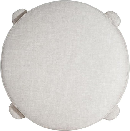 Christopher Knight Home Chobi Round Fully Ottoman Foot Stool, Pouf Footstool Ottoman Seat, Fabric Upholstered Foot Chair, Round Footrest, Modern Side Table for Living Room Bedroom Home Decor, Beige