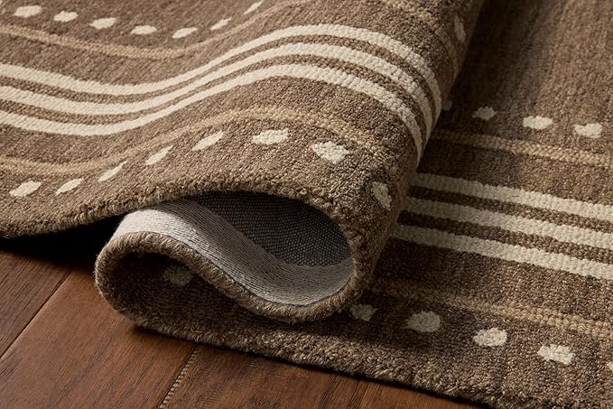 Loloi Chris Loves Julia Alfie Collection ALF-02 Bark/Natural 2'-6" x 7'-6" Runner Rug Wool Neutral Living Bedroom Dining Carpet