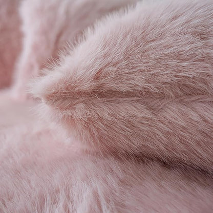 Neelvin Pink Faux Fur Cozy Fluffy Double-Sided Decorative Throw Pillow Covers 16x16 inch Set of 2,Velvet Pillowcase Cushion Case for Sofa Couch