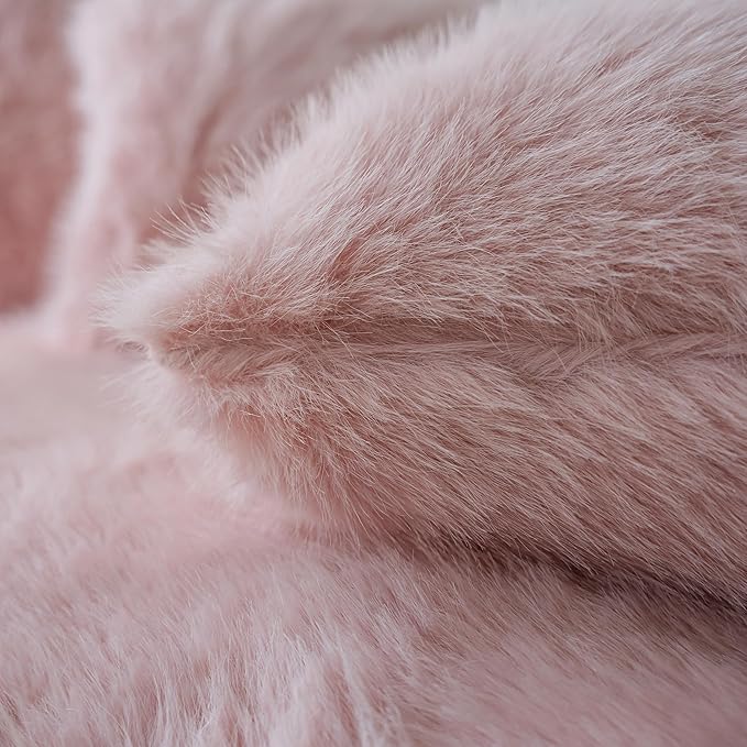 Neelvin Pink Faux Fur Cozy Fluffy Double-Sided Decorative Throw Pillow Covers 20x20 inch Set of 2,Velvet Pillowcase Cushion Case for Sofa Couch