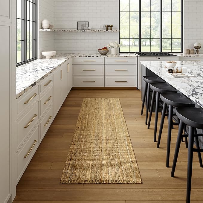 nuLOOM Ashli Solid Farmhouse Jute Runner Rug, 2' 6" x 8', Natural
