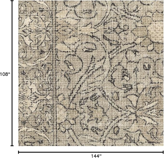 RUGGABLE x Morris & Co Washable Area Rug – Montreal Natural Stone 9x12, Stain-Resistant, Non-Slip – Large Machine Washable Rugs for Living Room, Bedroom, Hallway, Entryway & Office–with Cushioned Pad