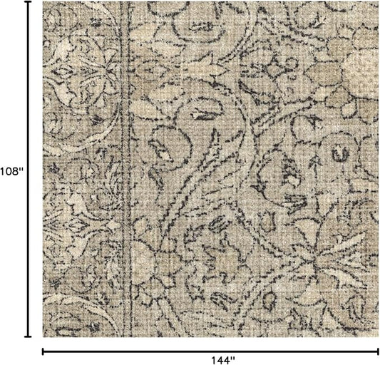 RUGGABLE x Morris & Co Washable Area Rug – Montreal Natural Stone 9x12, Stain-Resistant, Non-Slip – Large Machine Washable Rugs for Living Room, Bedroom, Hallway, Entryway & Office–with Cushioned Pad