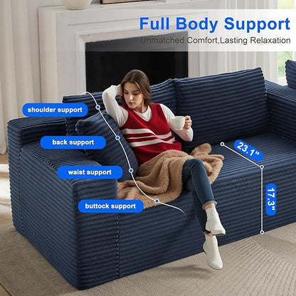 105" Sectional Couches for Living Room Cloud Couch Sofa with L-Shape Upholstered Boneless Couchs Modern Modular Sectional Couch with Chaise (Blue, 105''W Right Facing Chaise)