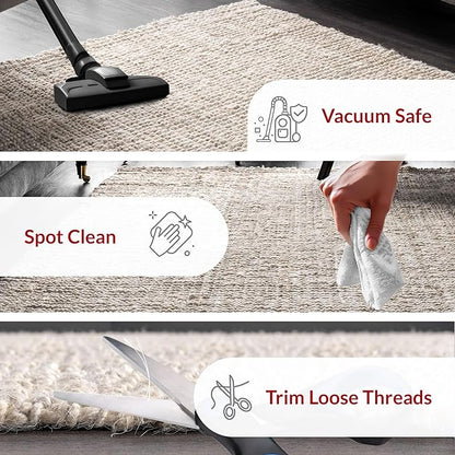 nuLOOM Ashli Solid Farmhouse Jute Area Rug, 3x5, Off-white