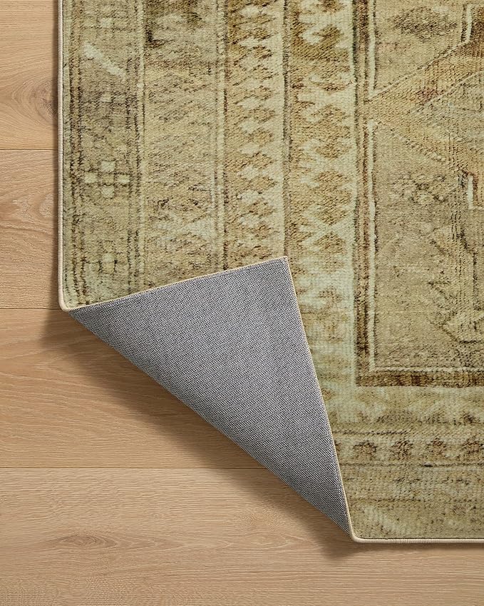 Loloi Magnolia Home by Joanna Gaines Sinclair Collection SIN-02 Khaki/Tobacco 8'-6" x 11'-6", .25" Pile Height, Machine Washable, Area Rug