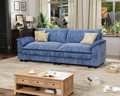 Homall 80" Modular Sectional Sofa, Loveseat Sofa Couch with Double-Layer Cushion, DIY Combination Chenille Deep 2-Seat Cloud Couch for Living Room, Apartment (Dark Blue, Loveseat Sofa)