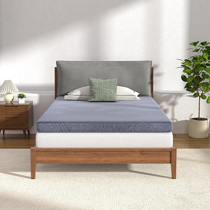 VECELO Gel Infused Memory Foam Mattress Topper Twin Size, 4 Inch Fresh Cooling Mattress Pad with Washable Cover for Twin Mattress, Pain Pressure Relieve Bed Topper, Breathable, Comfort