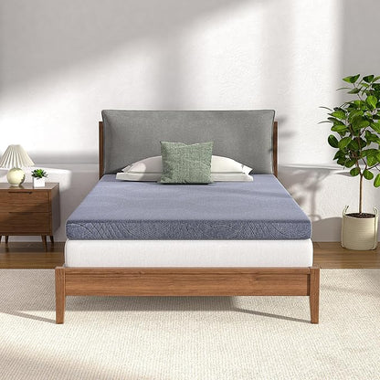 VECELO Gel Infused Memory Foam Mattress Topper Twin Size, 4 Inch Fresh Cooling Mattress Pad with Washable Cover for Twin Mattress, Pain Pressure Relieve Bed Topper, Breathable, Comfort