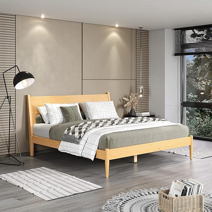 Camaflexi Mid-Century Panel Bed - King Size - Scandinavian Oak Finish