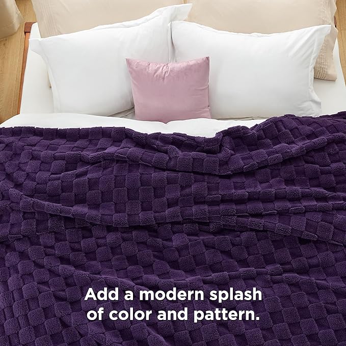 Bedsure GentleSoft Blankets Queen Size for Bed - Super Soft Cozy Blanket for Women Men Girls, Large Fuzzy Fleece Throw for Bedroom Decor, Purple, 90x90 Inches