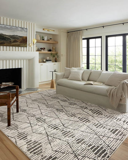 Loloi Kamala Collection KAM-02 Charcoal/Dove 5'-3" x 7'-9" Area Rug
