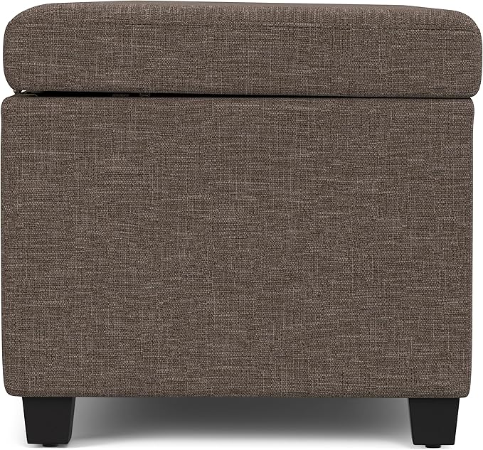 SIMPLIHOME Avalon 54 inch Wide Contemporary Rectangle Extra Large Storage Ottoman Bench in Fawn Brown Polyester Linen Fabric, Assembled, for The Living Room, Entryway and Family Room
