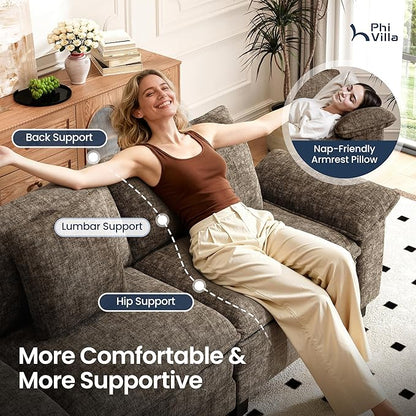 PHI VILLA Cloud Modular Couches Sets, 2 Pieces Sectional Loveseat Sofa Set, 4-Seater Comfy Couch for Living Room Apartment, Chenille Fabric, Taupe