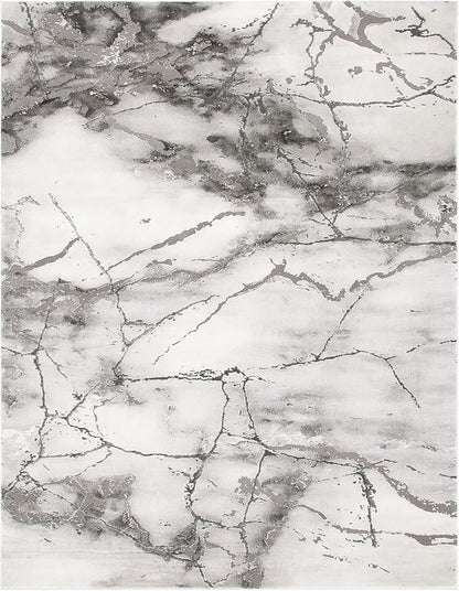 SAFAVIEH Craft Collection Area Rug - 8' x 10', Grey & Silver, Modern Abstract Design, Non-Shedding & Easy Care, Ideal for High Traffic Areas in Living Room, Bedroom (CFT877G)