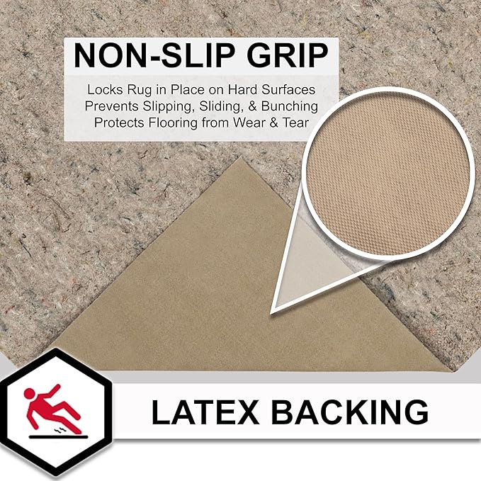 Mohawk Home 8' 4" x 10' 2" Non Slip Rug Pad Gripper 3/8 Thick Dual Surface Felt + Rubber Gripper - Safe for All Floors