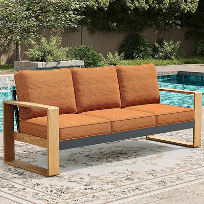 LayinSun Aluminum Patio Furniture Set 3 Seat Sofa, Oversized Seat with Hight Back, Outdoor Conversation Sets for Porch, Balcony, Deck