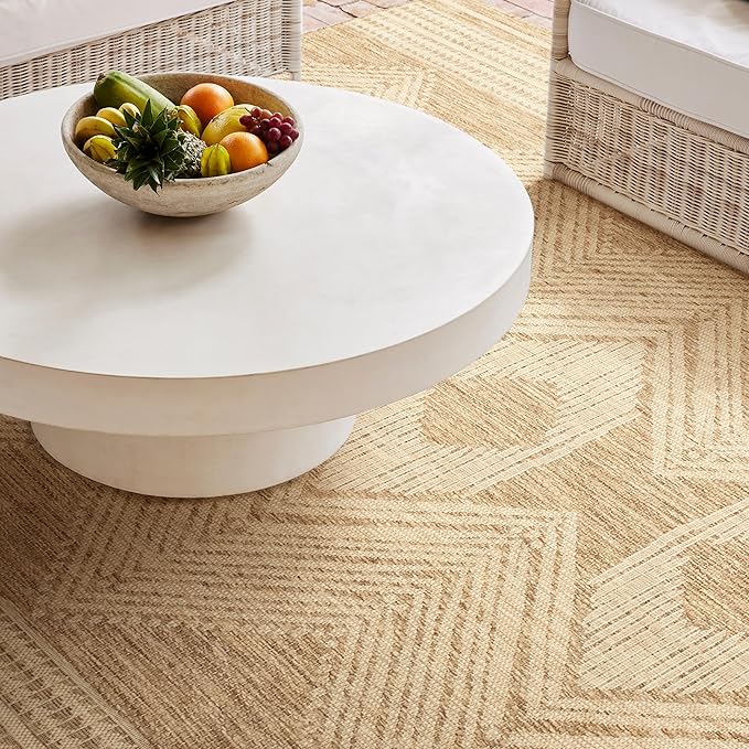 Nuloom Ranya Light Brown/Ivory, 2' x 8', Tribal Geometric, Soft and Cozy, High Traffic, Stain Resistant, Easy Clean, Durable Runner for Indoor/Outdoor Patio, Deck, Porch, Garden, Courtyard