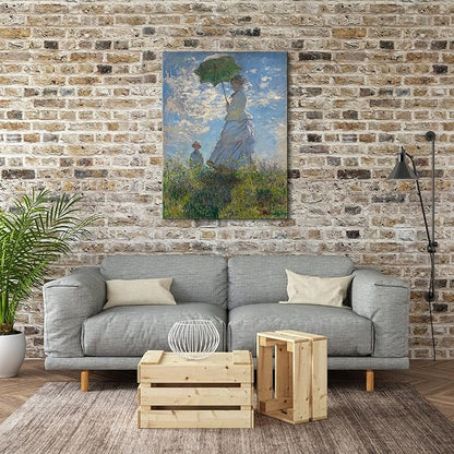 Wieco Art Woman with a Parasol Madame Monet and Her Son of Claude Monet Large Canvas Prints Wall Art Classic Oil Paintings Gallery Wrapped People Pictures Artwork for Bedroom Home Decor