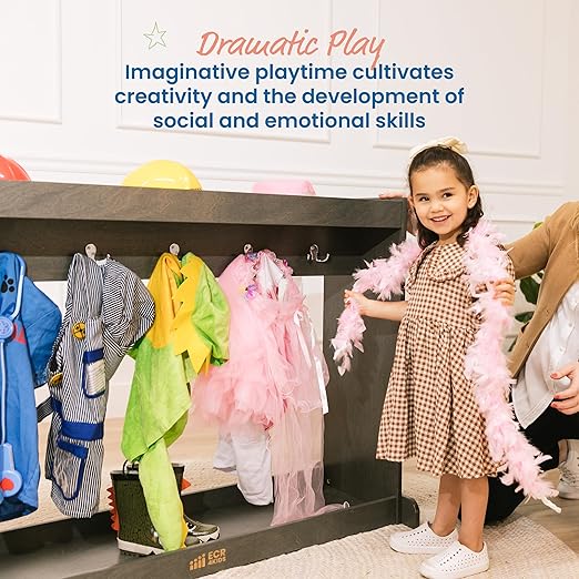 ECR4Kids Streamline Dress-Up Island, Costume Organizer, Grey Wash