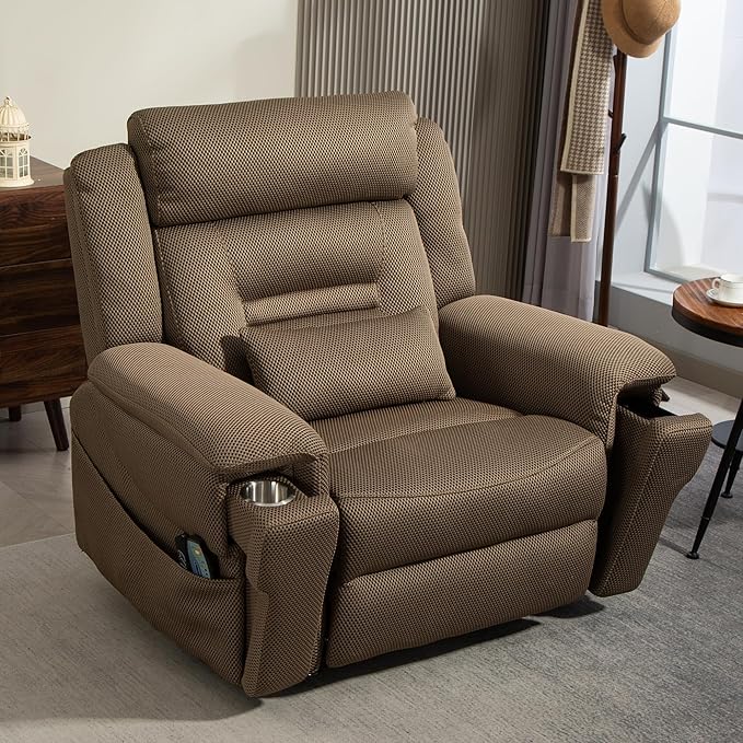 Big Man 400 lbs Recliners 28 Inch Wide Seat, Oversized Power Lift Recliner for Elderly Adults with Heat Massage, Lay Flat Recliner Chair Cup Holder & Wireless Phone Charger, USB Type C Charging