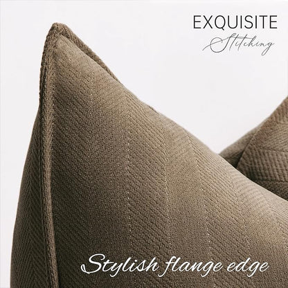 ZWJD Brown Pillow Covers 22x22 Set of 2 Chenille Throw Pillow Covers with Elegant Design Soft and Luxurious Decorative Throw Pillows for Couch, Bed, and Home Decor