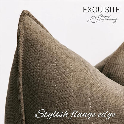 ZWJD Brown Pillow Covers 16x16 Set of 2 Chenille Throw Pillow Covers with Elegant Design Soft and Luxurious Decorative Throw Pillows for Couch, Bed, and Home Decor