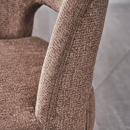 VKNOW Wooden Dining Chairs Set of 6, Modern Fabric Upholstered Dining Room Chair Kitchen Chairs, Farmhouse Dinner Chair for Kitchen Dining Room, Brown